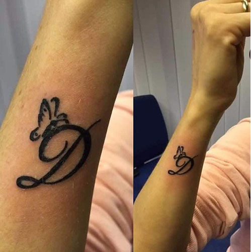 D Letter Tattoo Designs On The Side Of The Wrist