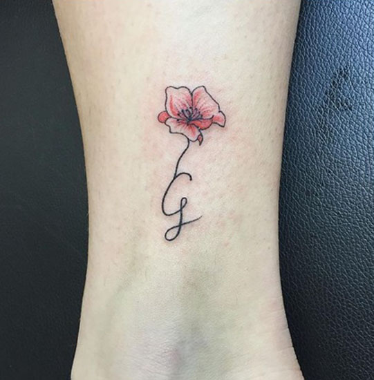 Delightful Floral G Letter Tattoo Design