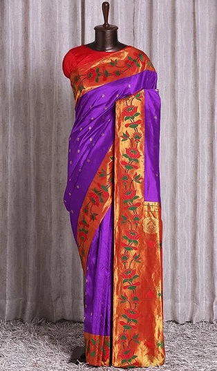 Designer Paithani Floral Saree