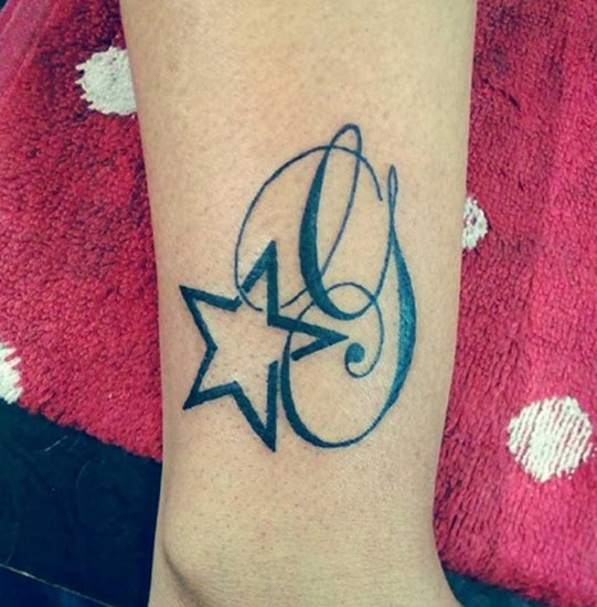 Enchanting G Letter Tattoo With A Star