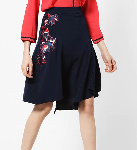 Floral Mini Asymmetric Skirt