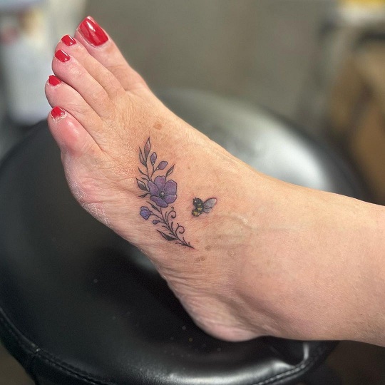 Flowers Foot Tattoo