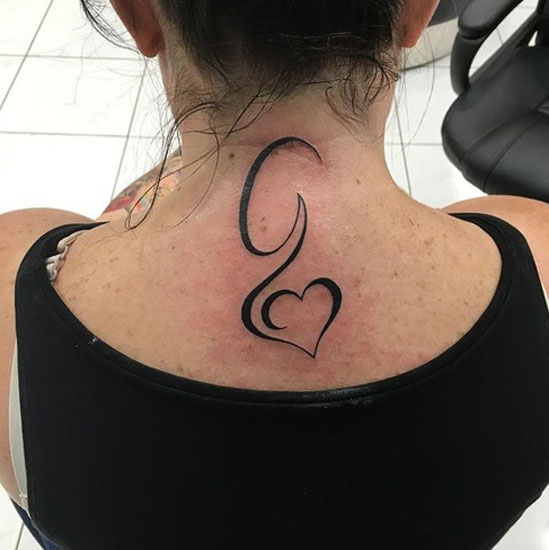 G Letter Tattoo With A Heart 19