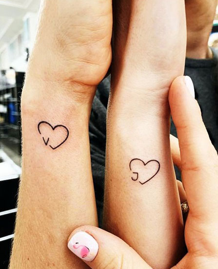 J Heart Tattoo For Couples