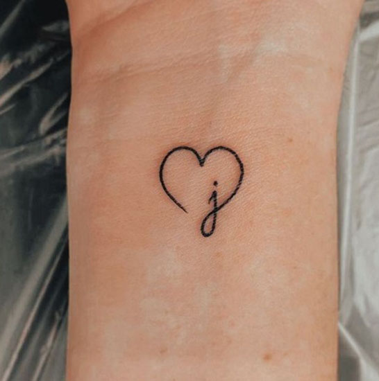 J Letter Heart Tattoo Design