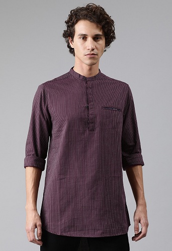 Long Mandarin Collar Cotton Shirt