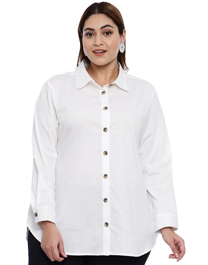 Long Plus Size Shirts With Cuffed Sleeves
