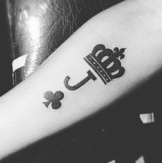 Majestic Letter J Tattoo With Crown