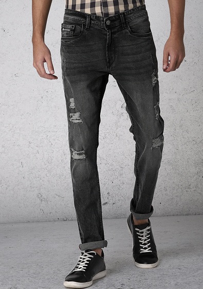 Men’s Black Ripped Scratchable Jeans