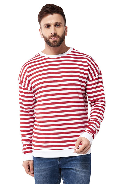 Red Stripes Oversized T Shirt