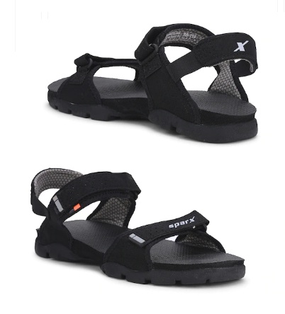 Sparx Black Sandals For Men