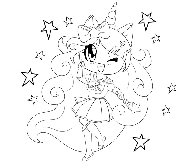 Girl unicorn pictures to color