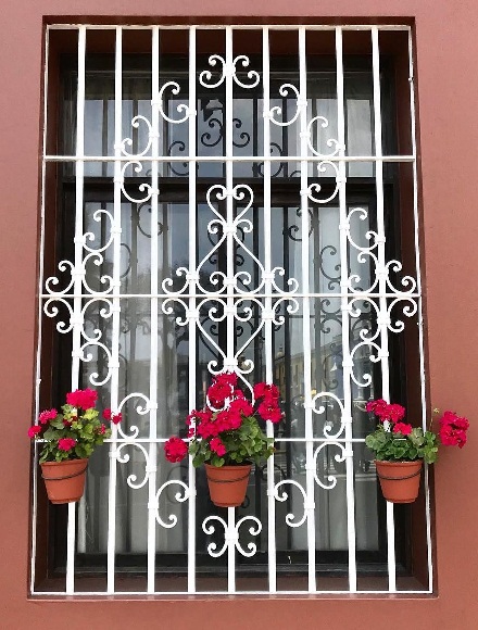Window Grill Design with Pot Holders