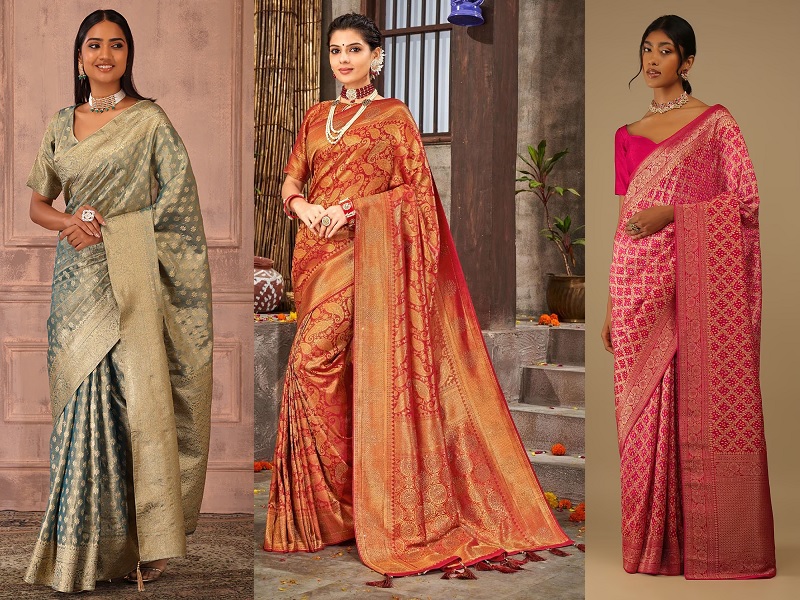 10 Stunning Collection Of Brocade Sarees For Luxurious Look