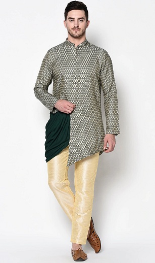 Asymmetric Short Kurta Pajama For Mens