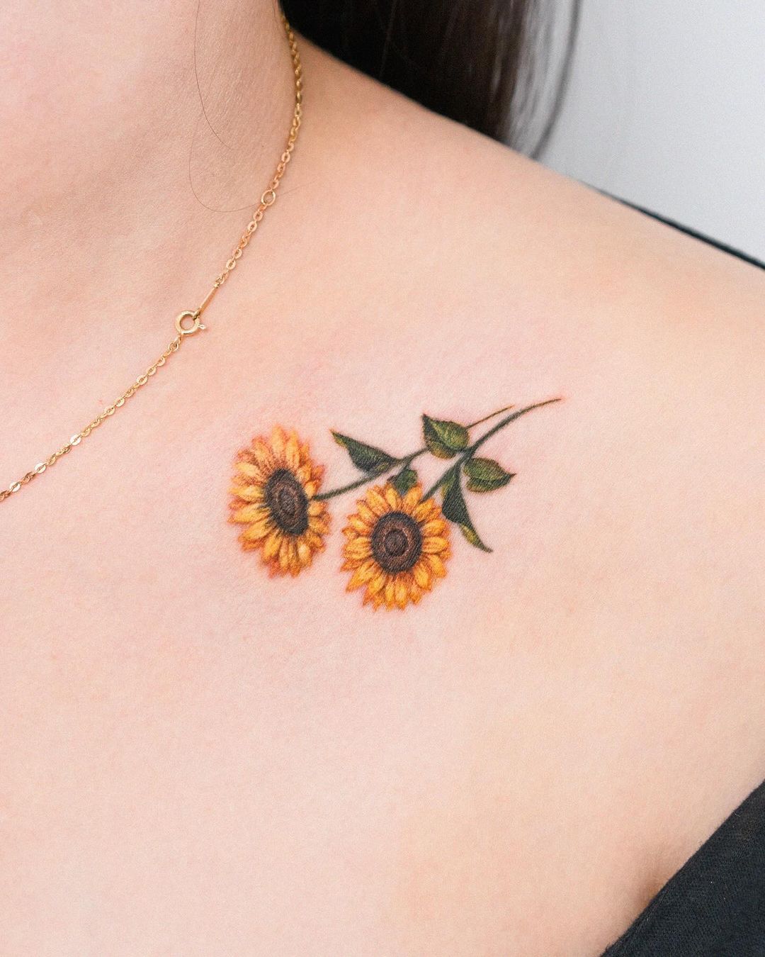 Beautiful Sunflower Shoulder Tattoo