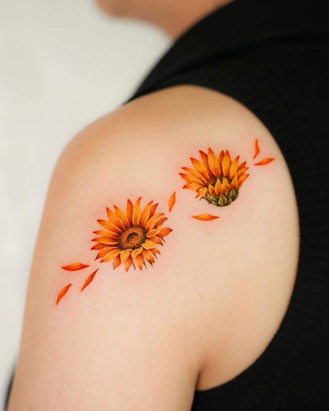 Bright Sunflower Shoulder Tattoo
