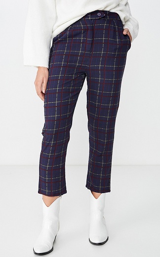 Checked Tapered Fit Jeans