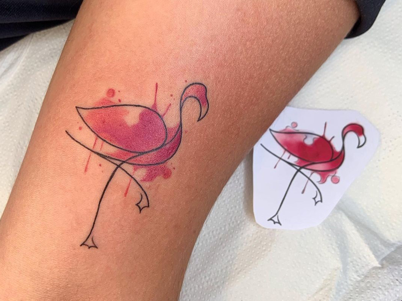 Geometric flamingo tattoo - Tattoogrid.net
