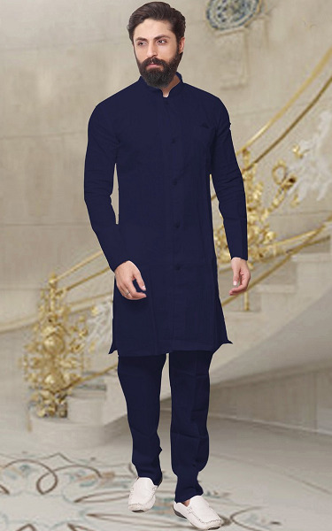 Pakistani Style Blue Kurta Pajama