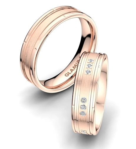 Alluring Rose Gold Couple Wedding Bands