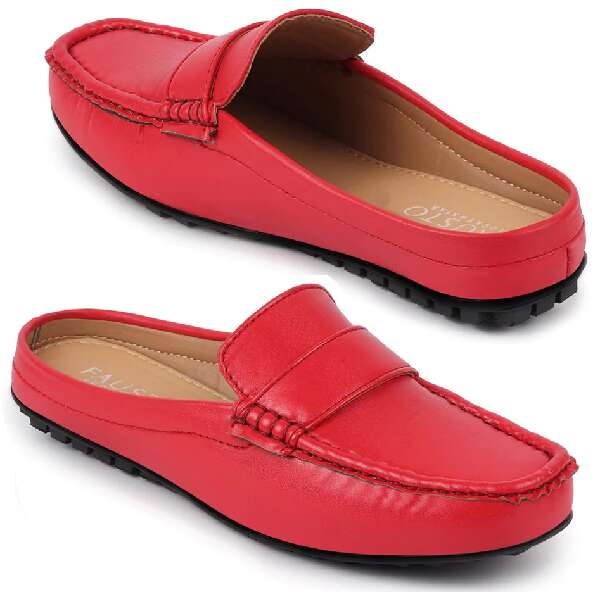 Backless Red Loafers