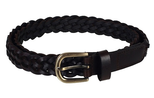 Brown Braided Leather Belt