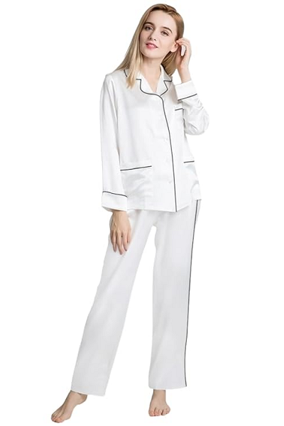 Long Sleeve White Pajama Set