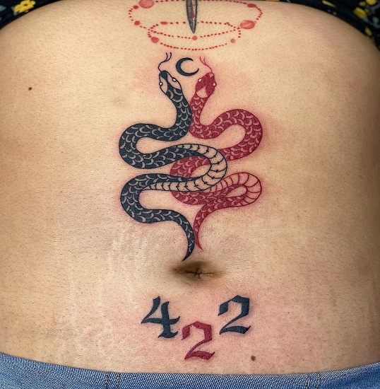 Snake Stomach Tattoo Design