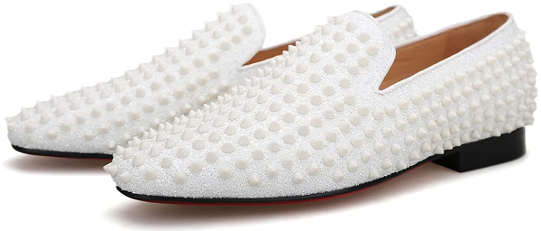 Spiked White Color Loafers