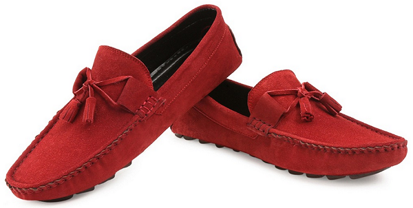 Suede Red Loafers For Men