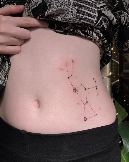 Tummy Tattoo Design As A Constellation