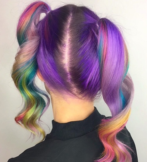 Two Ponytail Multicolored Hairstyles for Short Hair