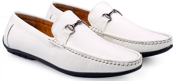 White Weave Emboss Loafers