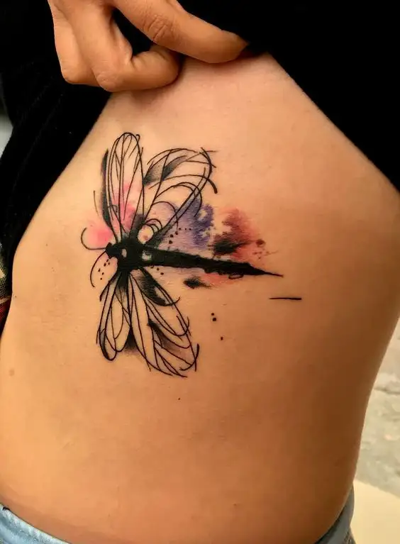 Flower with Dragonfly tattoo by Adrian Ciercoles  Photo 19237