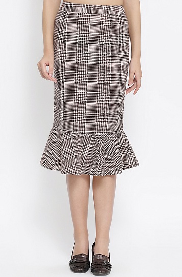 Checked Formal Peplum Skirt