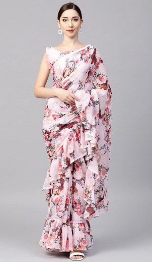 Floral Ruffle Fancy Saree