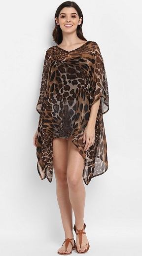 Leopard Print Kaftan Short Dress