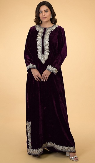 Purple Velvet Kaftan Dress