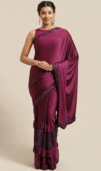 Yellow Layered Ruffle Saree  Haldi outfit Saree models Designer saree  blouse patterns