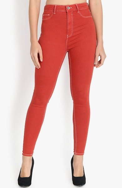 Womens Red Skinny fit Jeans