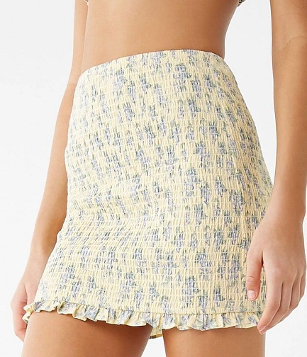 Woven Floral Bodycon Skirt
