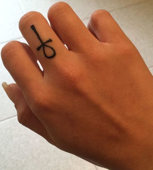 Ankh Finger Tattoo