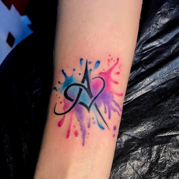 A Letter Tattoo Design with Colors