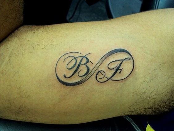 B Letter Couple Tattoo With Infinity Symbol