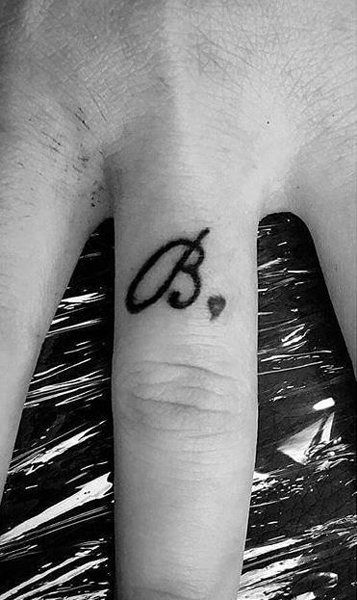B Letter Finger Tattoo