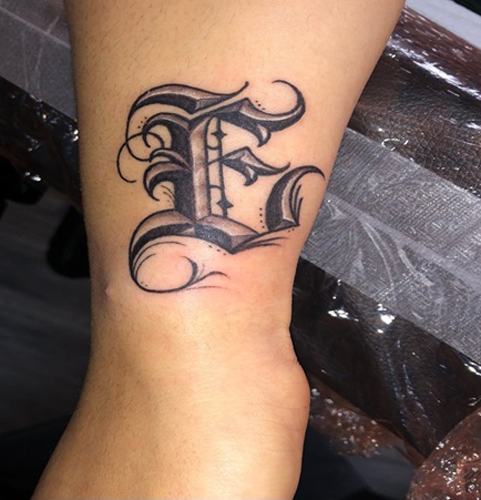 Bold E Letter Tattoo Design