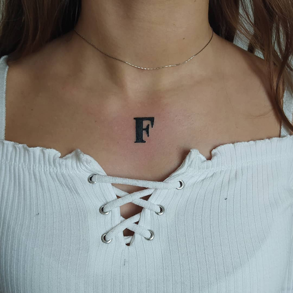 Bold F Letter Tattoo