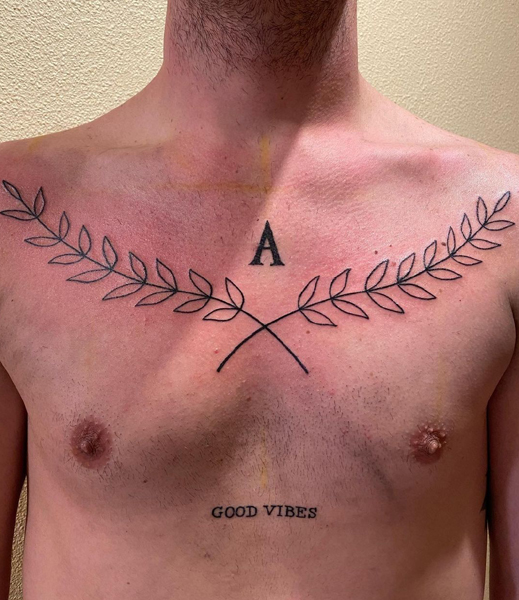 Chest A Letter Tattoo Design