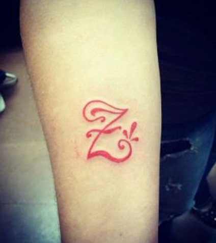 Colorful Z Letter Tattoo